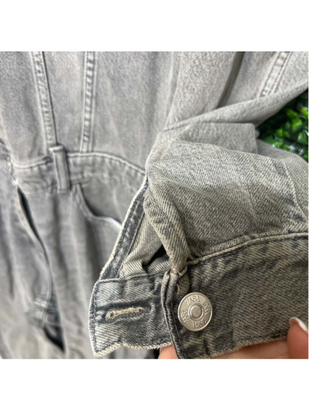 Women's ZARA Gray Denim Jumpsuit Coveralls Size Medium - Picture 8 of 9